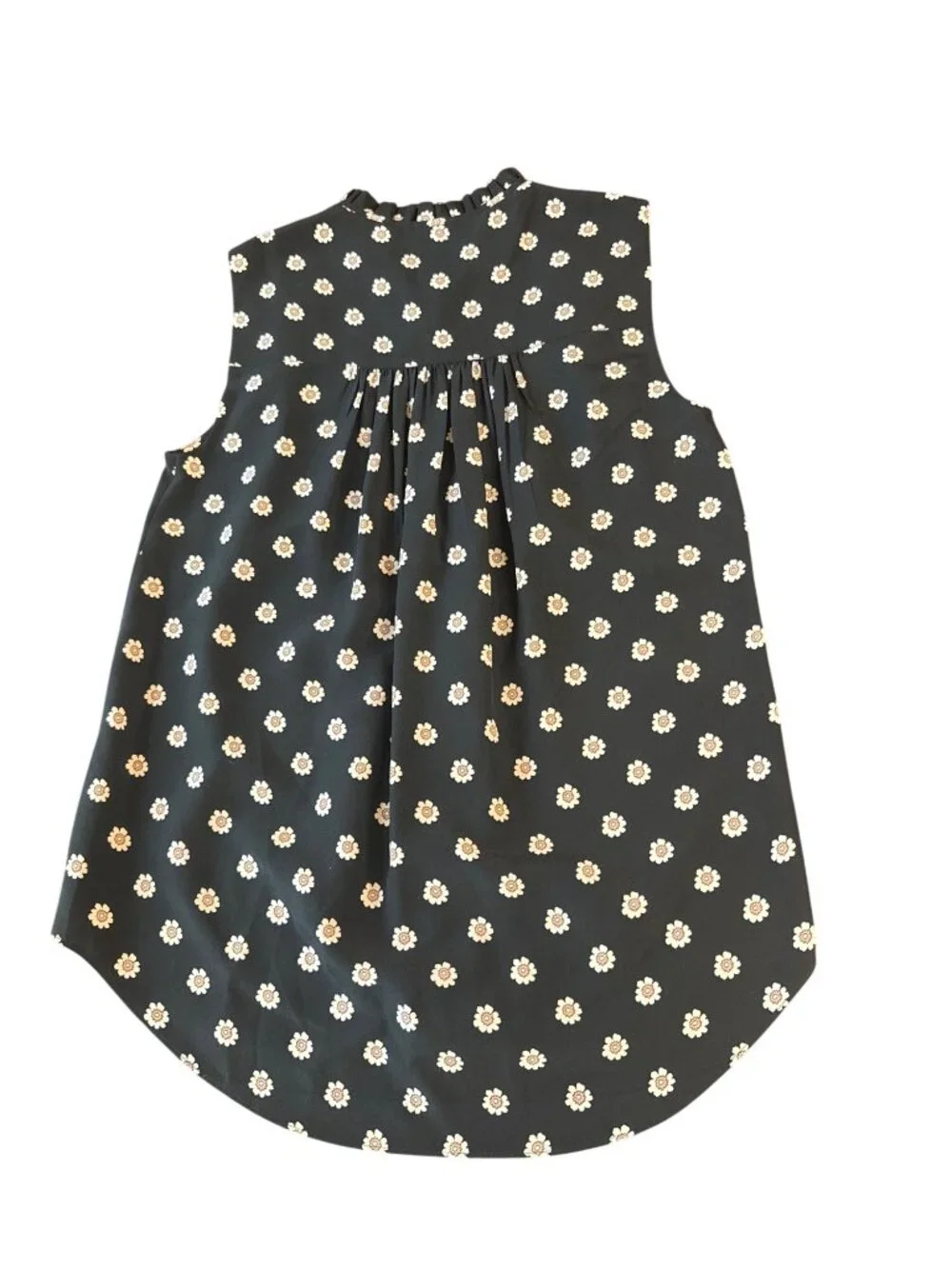 Kate Spade Live Colorfully XS Black Polka Dot Silk Sleeveless Blouse Pleated Pre - Picture 4 of 6